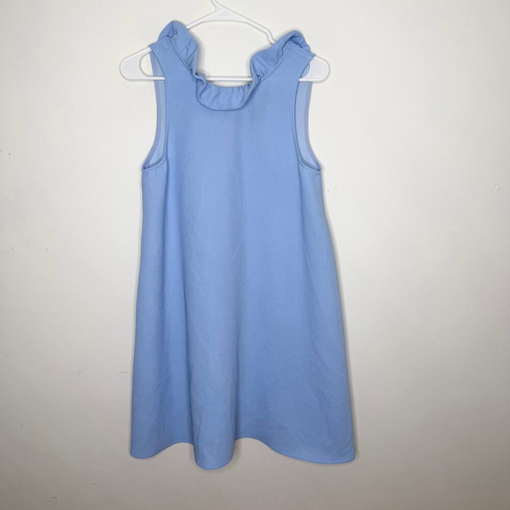 Pomander Place Blue Ruffle Collar Tie Back Dress